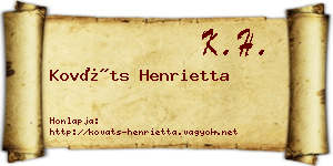 Kováts Henrietta névjegykártya