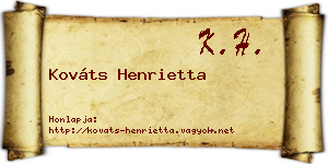 Kováts Henrietta névjegykártya